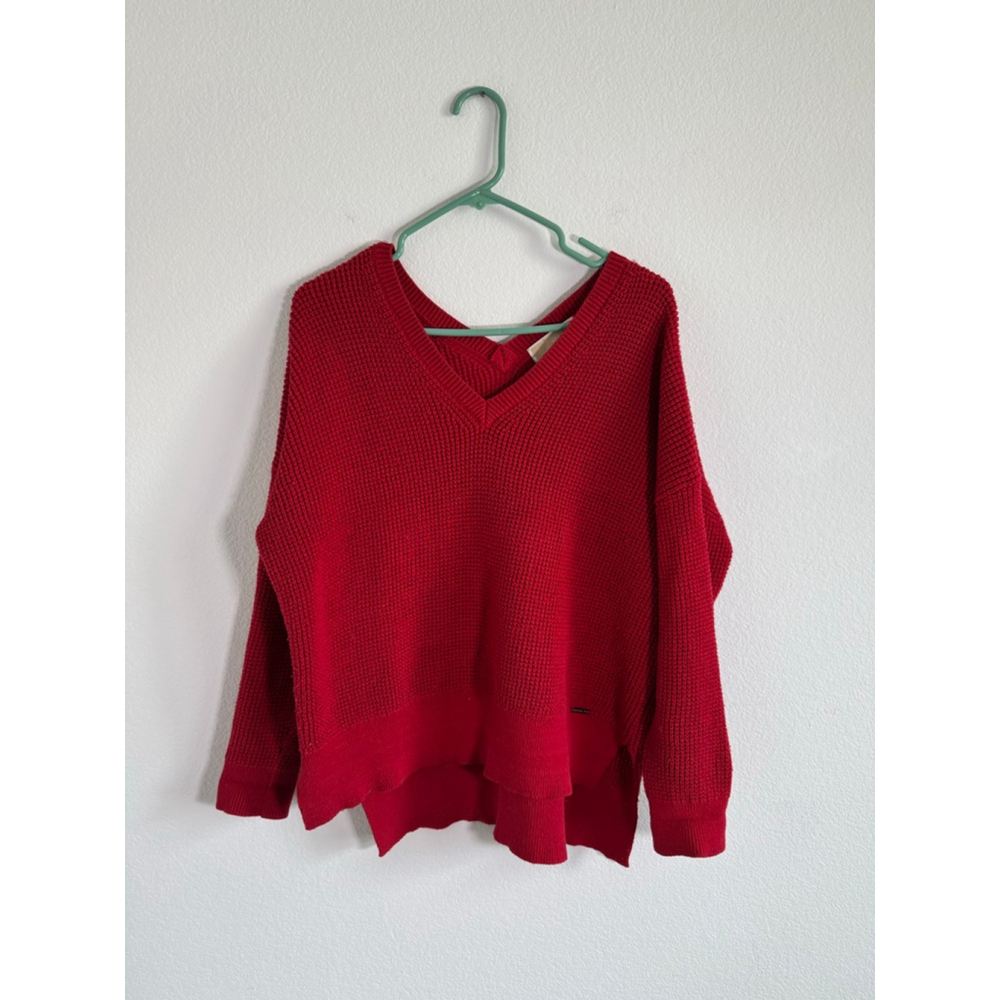 Women's Michael Kors Red V-Neck‎ Knit Sweater Plus L